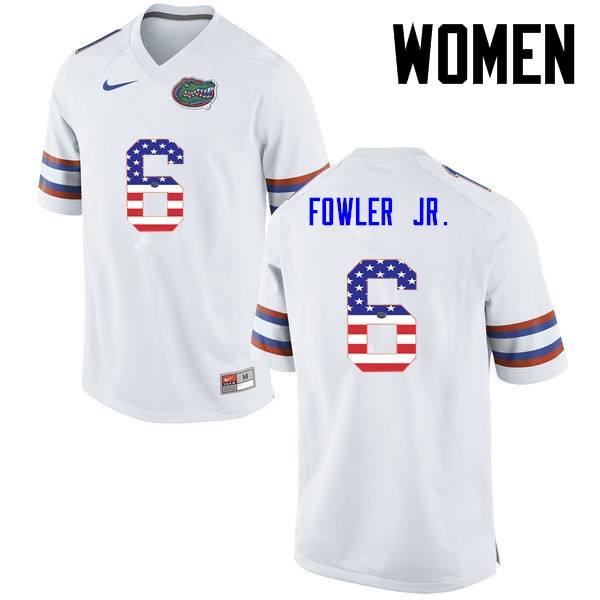 Women's NCAA Florida Gators Dante Fowler Jr. #6 Stitched Authentic USA Flag Fashion Nike White College Football Jersey WRQ6165QY